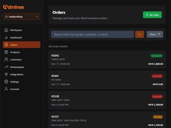 Instant Orders Management